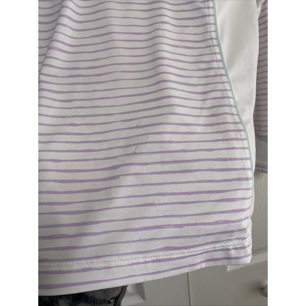 Peter Millar Striped 1/4 Zip Pullover Womens Size M White Lavender Golf Athletic - Picture 5 of 7